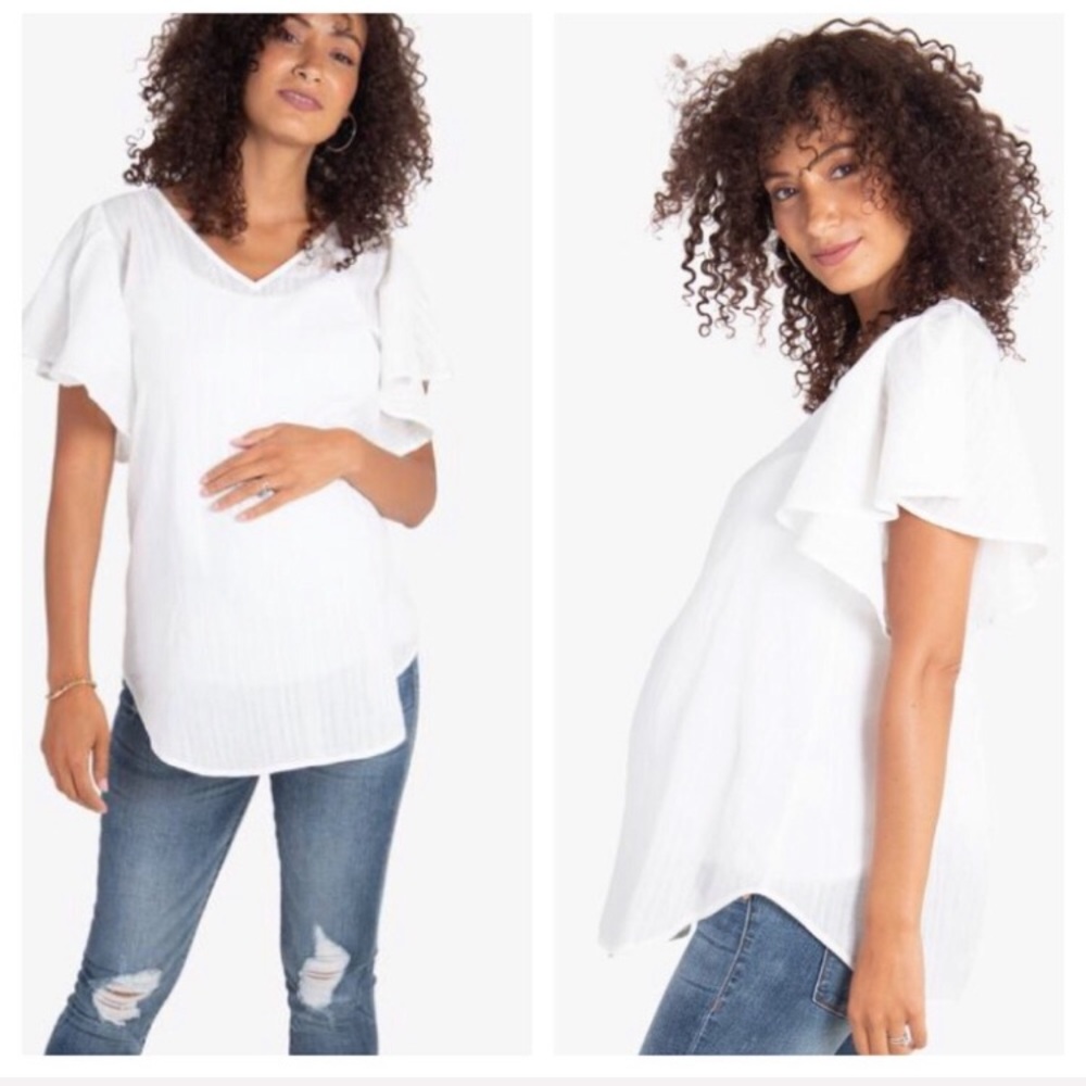 NWT Ingrid And Isabel Woven Flutter Sleeve Top M